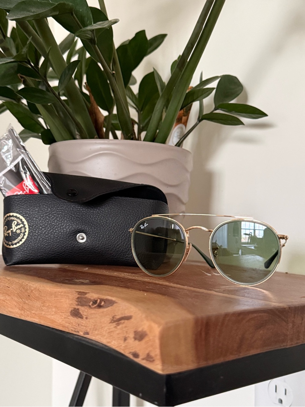 Ray-Ban RB3647-N Gold Frame Sunglasses with Green Lenses